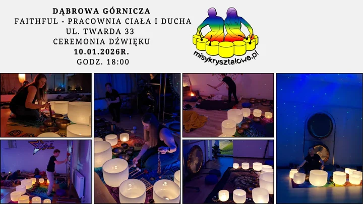 Grafika promocyjna wydarzenia Ceremonia Dźwięku — Misy i Gongi: Robert Noble & EosCris (Dąbrowa Górnicza)