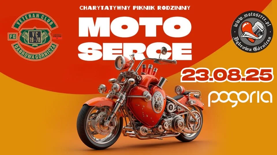 Obrazek przedstawia grafikę promocyjną wydarzenia Zbiórka krwi i motoryzacyjne atrakcje w Dąbrowie Górniczej