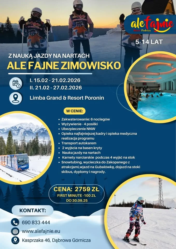 Grafika promocyjna wydarzenia ALE FAJNE ZIMOWISKO z nauką jazdy na nartach — Limba Grand & Resort Poronin