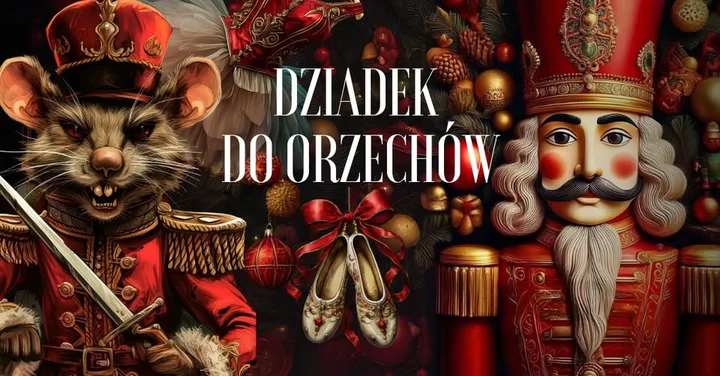 Obrazek przedstawia grafikę promocyjną wydarzenia Klasyczny balet Dziadek do orzechów w wykonaniu Ukrainian Classical Ballet
