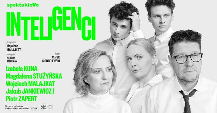 Grafika promocyjna wydarzenia Inteligenci — komediodramat rodzinny z gwiazdorską obsadą w Dąbrowie Górniczej