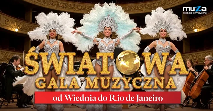 Grafika promocyjna wydarzenia Światowa Gala Muzyczna — od Wiednia do Rio de Janeiro w Dąbrowie Górniczej