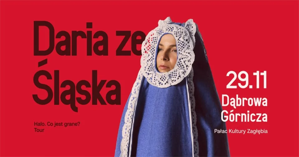 Grafika promocyjna wydarzenia Daria ze Śląska w Dąbrowie Górniczej. Koncert w Pałacu Kultury Zagłębia 29 listopada