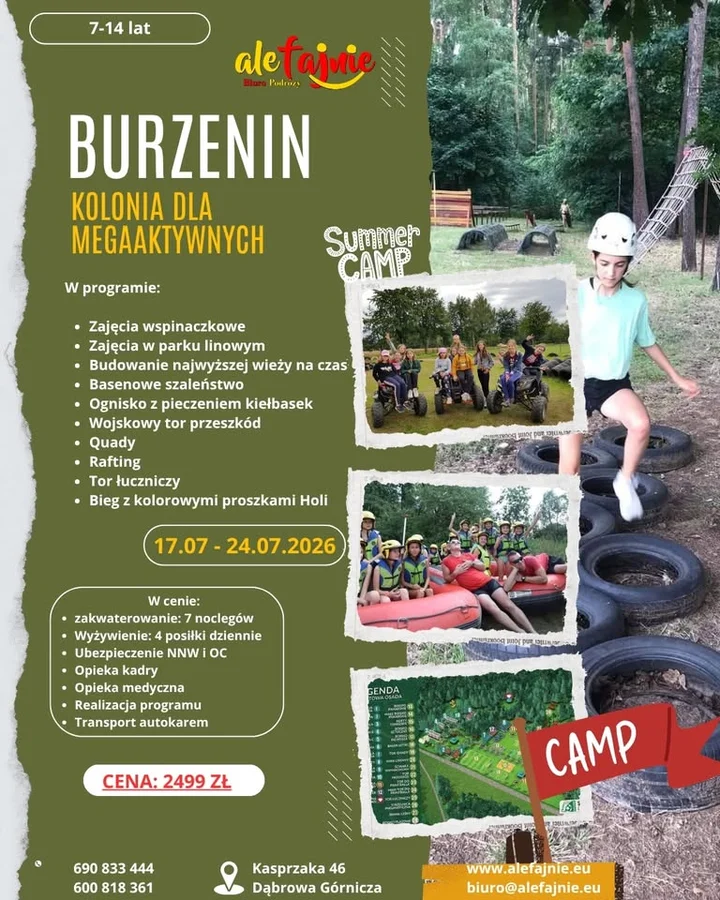 Grafika promocyjna wydarzenia Fajna Kolonia Dla Megaktywnych — Burzenin, 17–24 lipca 2026