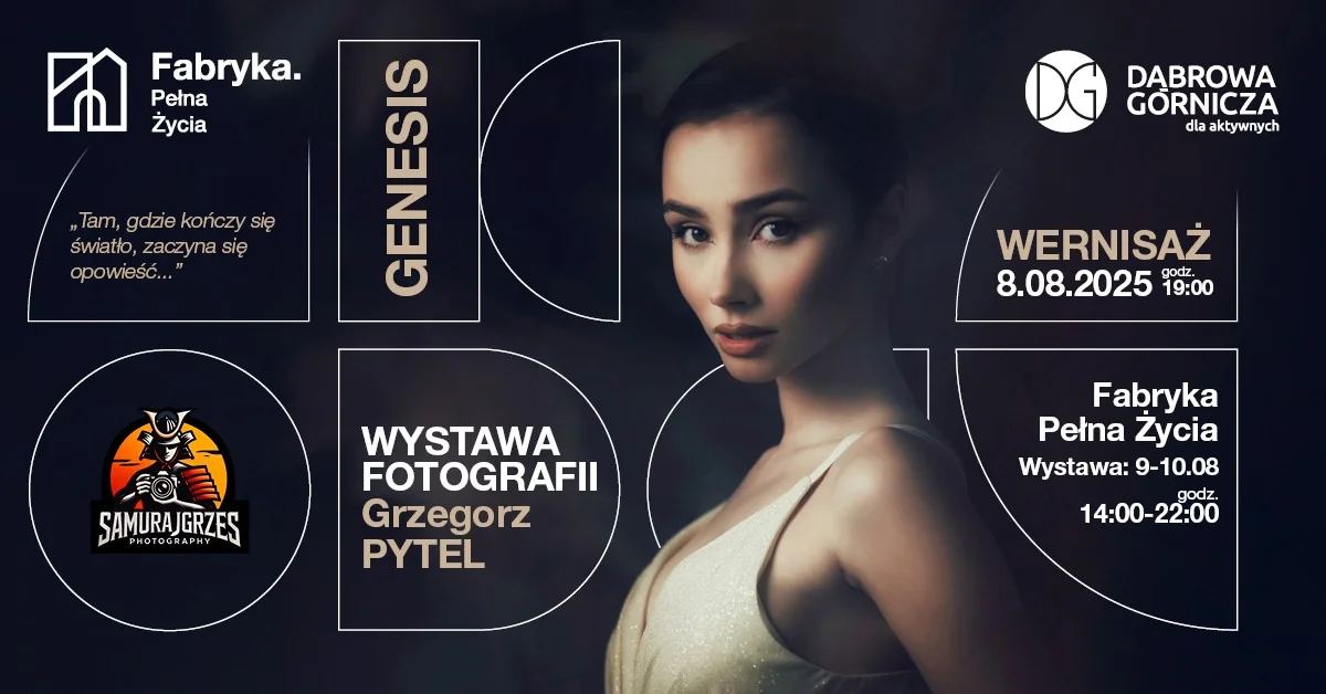 Obrazek przedstawia grafikę promocyjną wydarzenia Wystawa fotografii Grzegorza Pytel w Warsztacie Fabrycznym