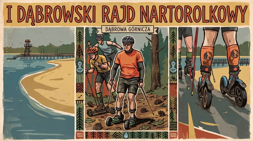 Grafika promocyjna wydarzenia I Dąbrowski Rajd Nartorolkowy – Zielona Pętla Pogorii