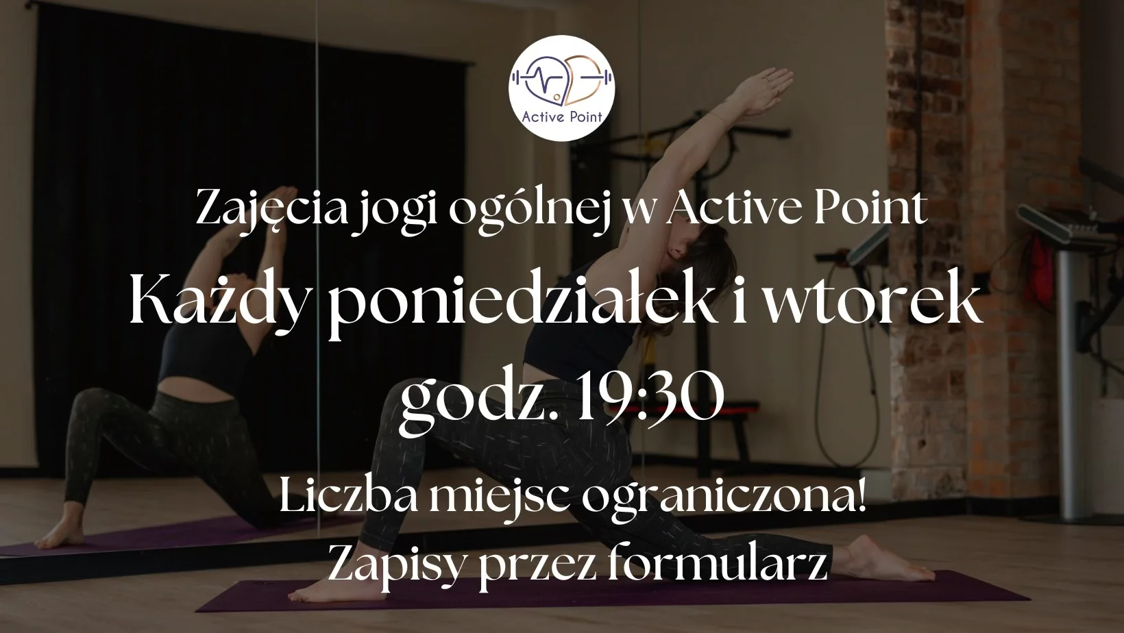 Obrazek przedstawia grafikę promocyjną wydarzenia Zajęcia jogi dla każdego w Active Point