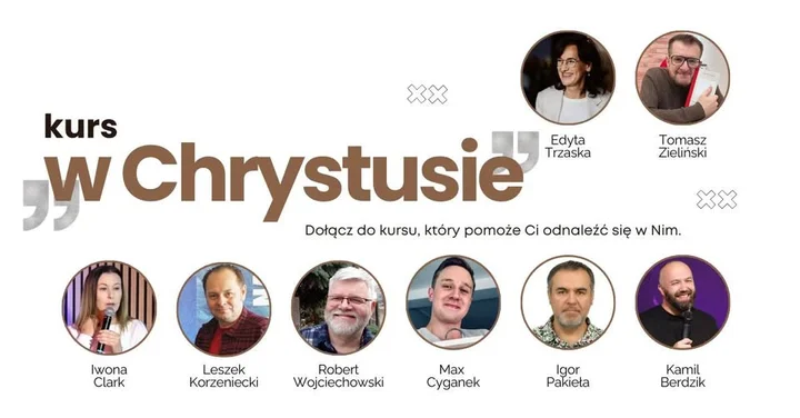 Obrazek przedstawia grafikę promocyjną wydarzenia Dziesięć sobotnich spotkań o tożsamości w Chrystusie — kurs w Dąbrowie Górniczej
