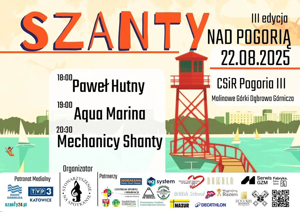 Grafika promocyjna wydarzenia Letni koncert piosenki żeglarskiej nad Pogorią III w Dąbrowie Górniczej