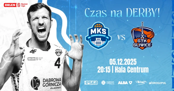 Grafika promocyjna wydarzenia MKS Dąbrowa Górnicza vs Tauron GTK Gliwice — mecz w HWS CENTRUM 5 grudnia