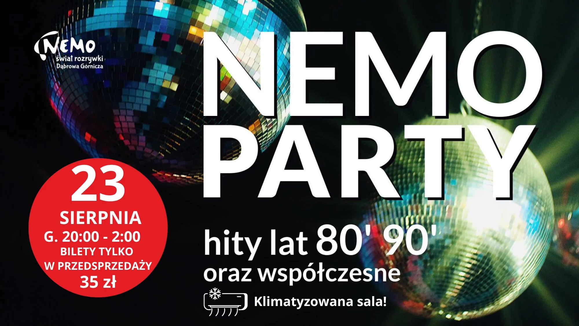 Obrazek przedstawia grafikę promocyjną wydarzenia Impreza taneczna w Klubie Aquarium w Dąbrowie Górniczej