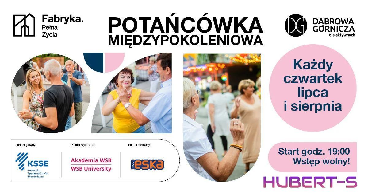 Grafika promocyjna wydarzenia Regularne potańcówki dla wszystkich pokoleń w Fabryce Pełnej Życia