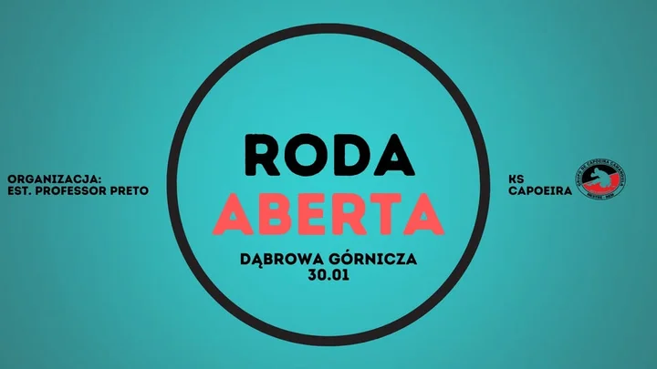 Grafika promocyjna wydarzenia RODA ABERTA 1/26 — pierwsza roda w nowym roku w Dąbrowie Górniczej