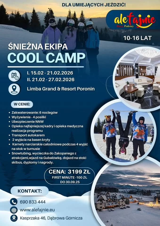 Grafika promocyjna wydarzenia Śnieżna Ekipa Cool Camp – zimowisko 2026