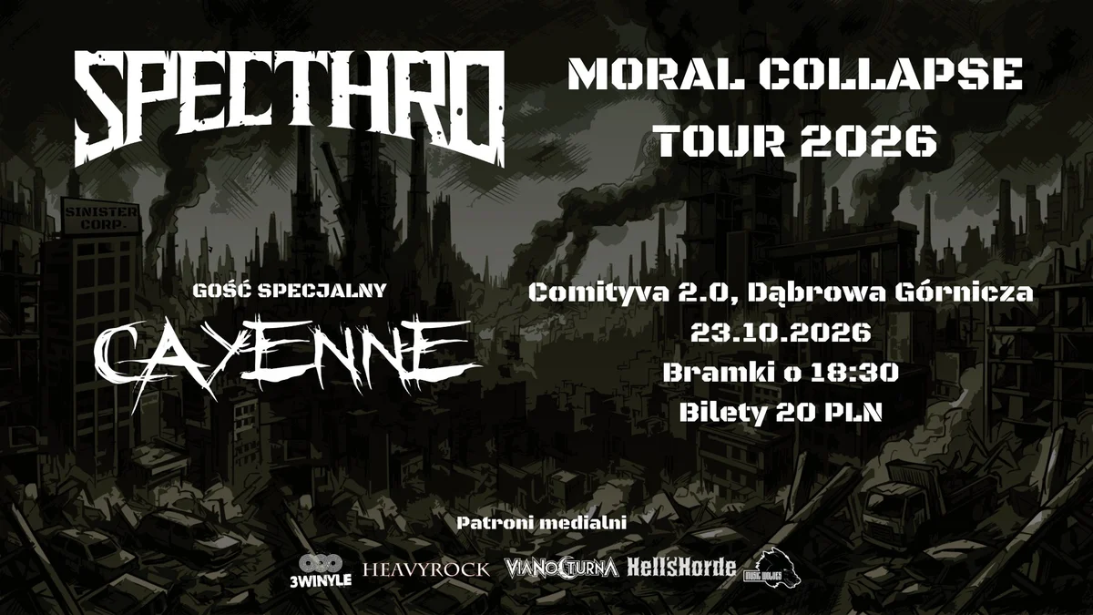 Grafika promocyjna wydarzenia Specthro | Cayenne: MORAL COLLAPSE TOUR 2026 w Dąbrowie