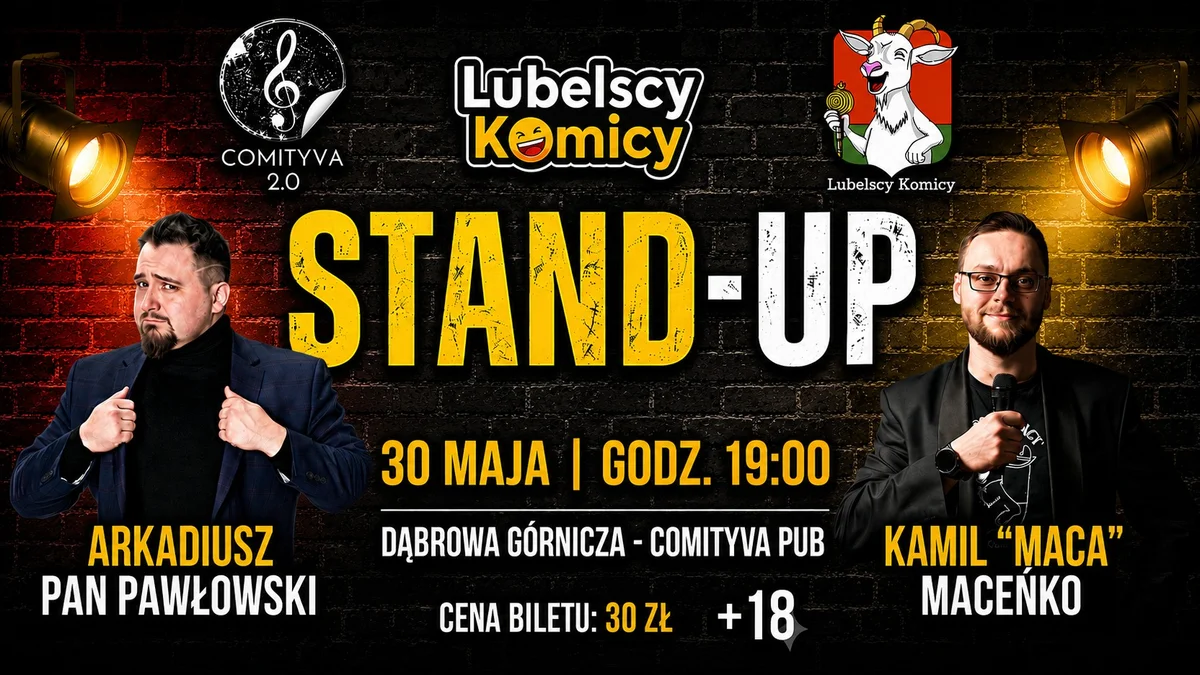 Grafika promocyjna wydarzenia Stand-up Dąbrowa Górnicza: Pan Pawłowski & Maca bez cenzury w Comityva 2.0