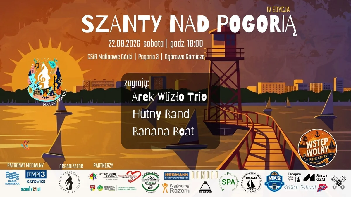 Grafika promocyjna wydarzenia Szanty nad Pogorią – koncert charytatywny