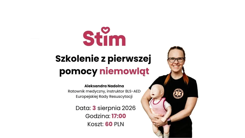 Grafika promocyjna wydarzenia Pierwsza pomoc niemowląt – praktyczne warsztaty