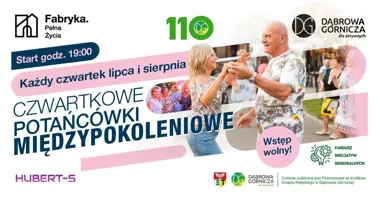 Grafika promocyjna wydarzenia Czwartkowe Potańcówki Międzypokoleniowe wracają do Fabryki Pełnej Życia