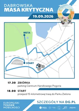 Grafika promocyjna wydarzenia Dąbrowska Masa Krytyczna