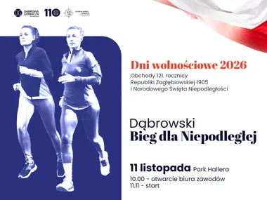 Grafika promocyjna wydarzenia Dąbrowski Bieg dla Niepodległej 2026