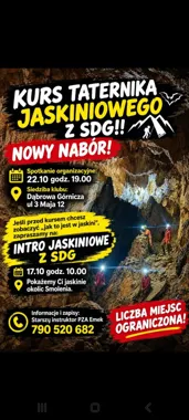 Grafika promocyjna wydarzenia Kurs Taternika Jaskiniowego – podziemna przygoda