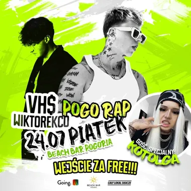 Grafika promocyjna wydarzenia POGORAP: VHS • KOTOLGA • WIKTOREKCO koncert nad Pogorią