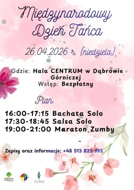 Grafika promocyjna wydarzenia Roztańczona Dąbrowa Górnicza vol.3 — warsztaty i maraton tańca