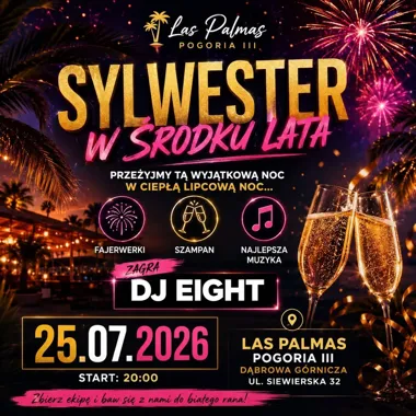 Grafika promocyjna wydarzenia Sylwester w środku Lata – letnia noc
