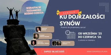 Grafika promocyjna wydarzenia Szkoła „Ku Dojrzałości Synów” — edycja 2025/26 w Dąbrowie Górniczej