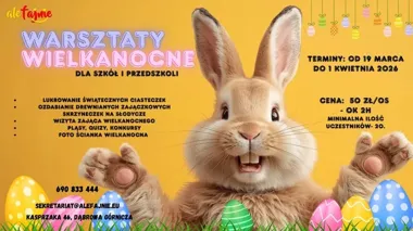 Grafika promocyjna wydarzenia Warsztaty Wielkanocne — warsztaty dla szkół i przedszkoli