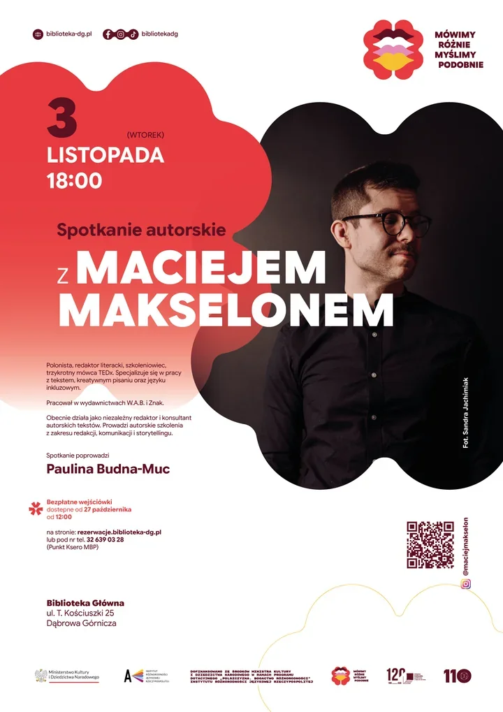 Maciej Makselon odwiedzi Dąbrowę Górniczą. Wieczór o języku i pisaniu