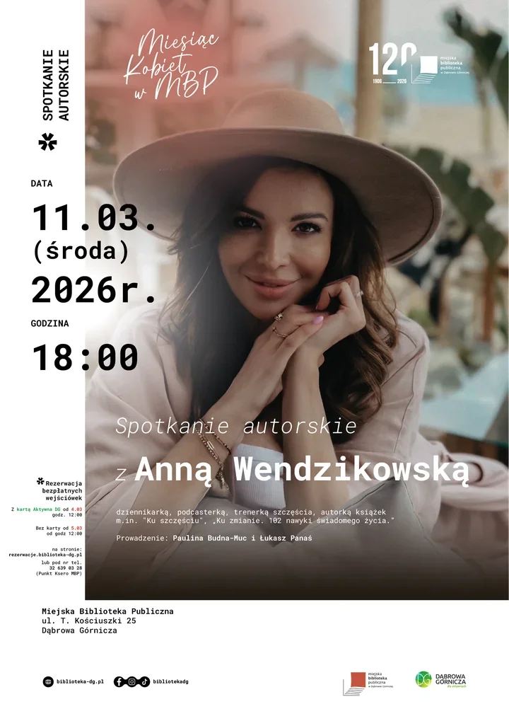Anna Wendzikowska w Dąbrowie Górniczej - spotkanie autorskie w Bibliotece Głównej