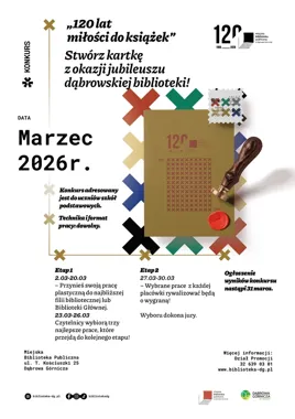 Zrób kartkę na 120 lat biblioteki w Dąbrowie - konkurs dla uczniów